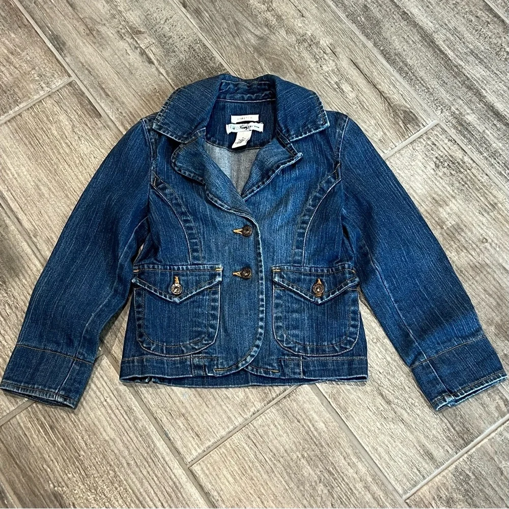 Old Navy Girls Denim Jeans Jacket Stretch Button Front Pockets Rich Blue Jean XS